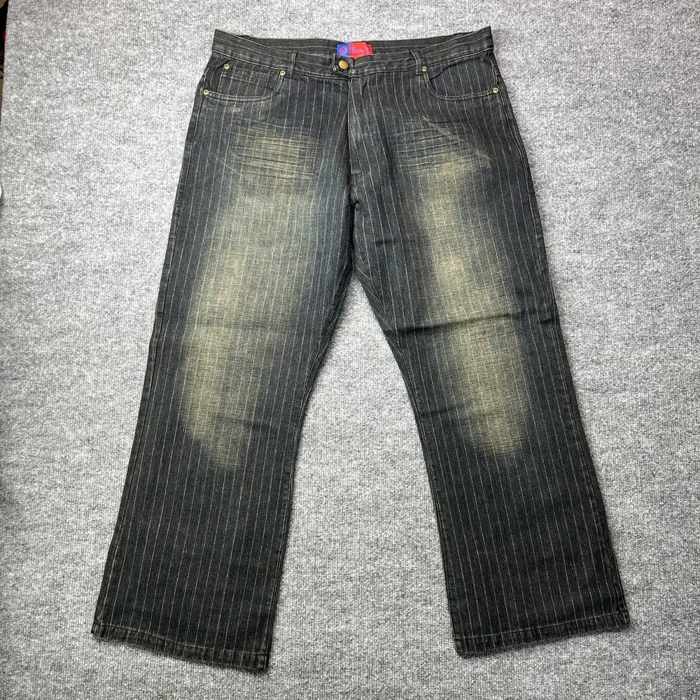 Vintage Super S Jeans Men's Hickory Pinstripe Denim Relaxed Straight Fit - 39X30